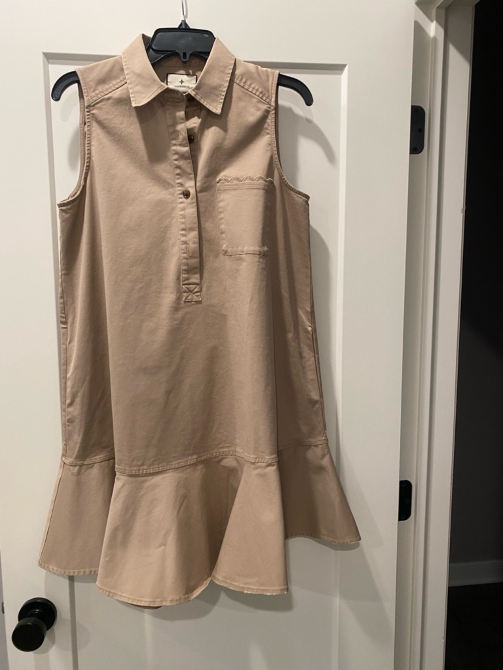 Tuckernuck Beige Button-Front Collared Shirt Dress